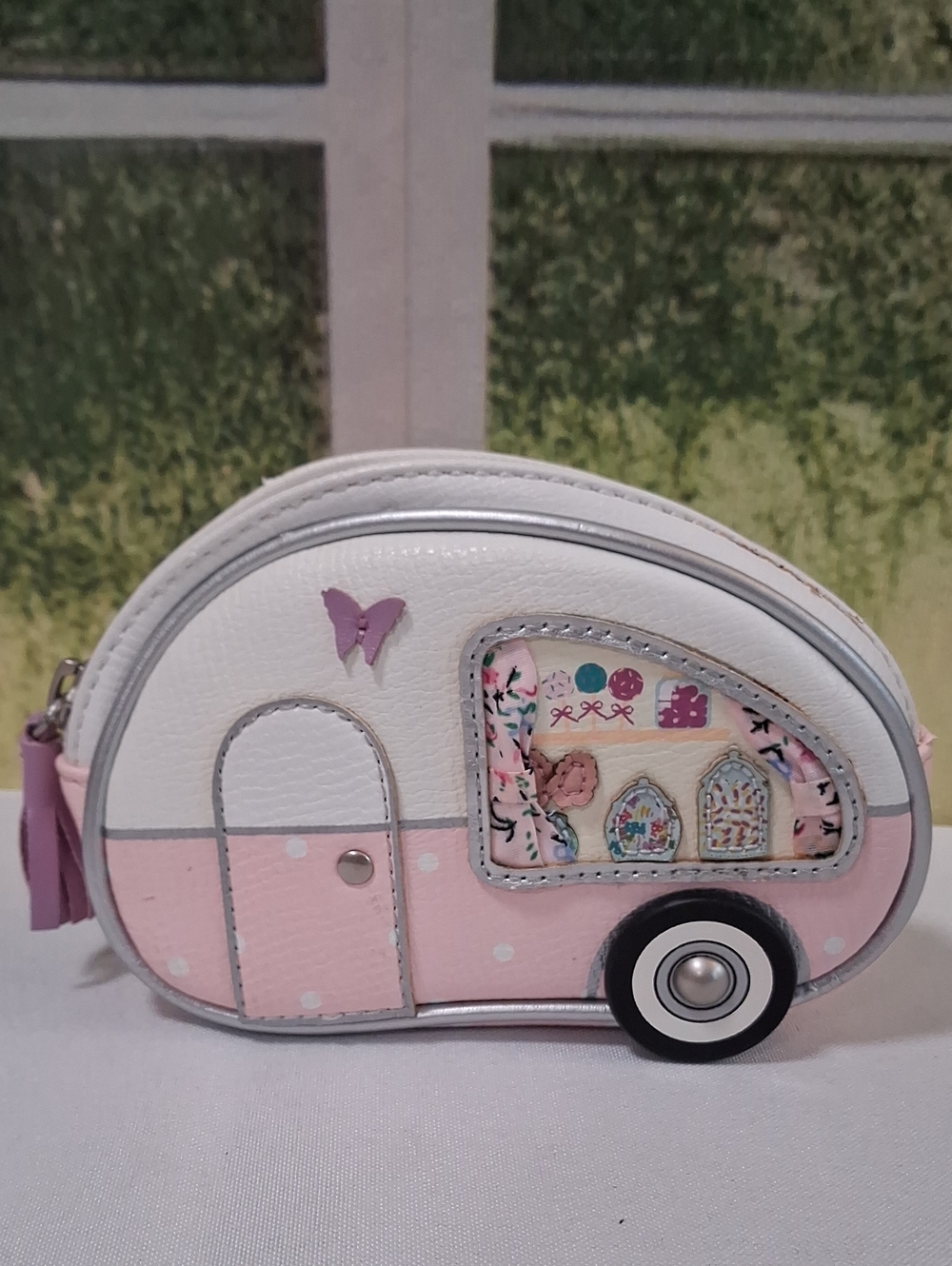 Rare Retired Vendula London Vintage Pink Caravan Coin Purse 🌸🚐✨